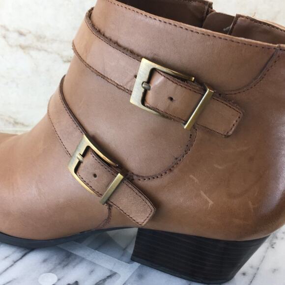 Franco Sarto Women's Tan Double Monk-Strapped Bootie Size 9W - Picture 3 of 16